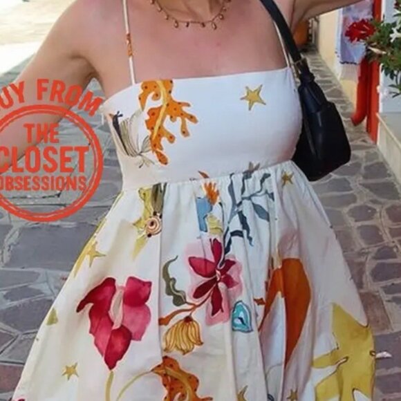 Zara Dress Womens Small Bubble Hem Voluminous Print Spaghetti Strap Blogger Fave - Picture 4 of 15